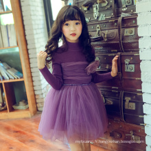 2018 bébé filles robe à manches longues enfants pulls d&#39;hiver robes violet fleur enfants robe de Noël enfants portent 6 ans